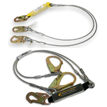 Fall Protection Cable Lanyard with Shock Absorber | Harness Land